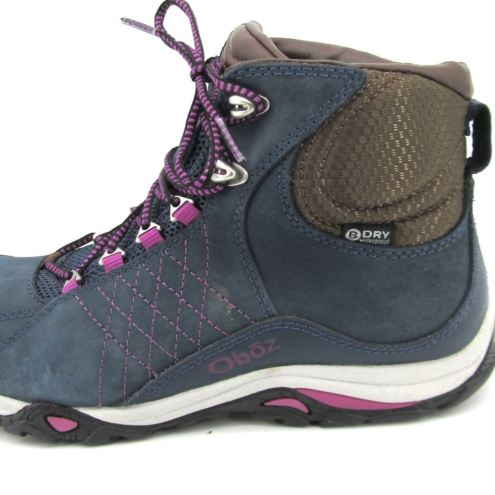 Oboz Sapphire Mid B-Dry Waterproof Hiking Boots Womens 7.5 Navy Blue Purple - Picture 2 of 9